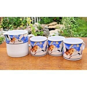 Vintage 1993 Sakura "Tango" Pitcher and‎ Cup Set Sue Zipkin Art Deco Retro 90s
